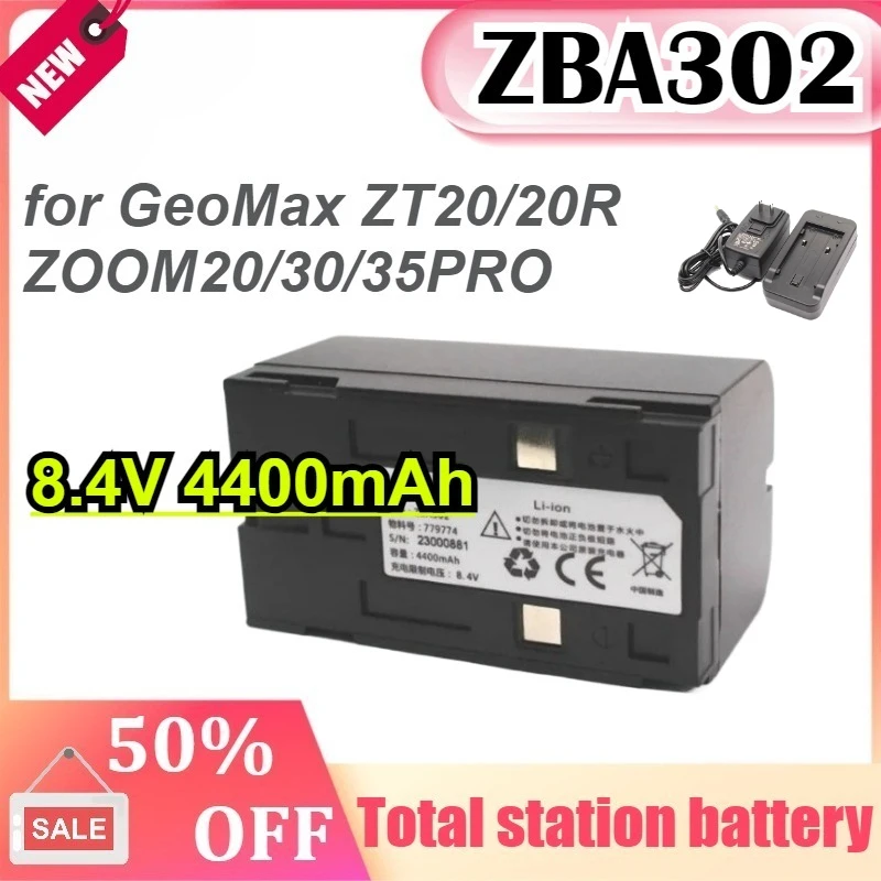 

ZBA302 8.4V 4400mAh for GeoMax ZT20/20R ZOOM20/30/35PRO Total Station Battery with ZCH302 Charger