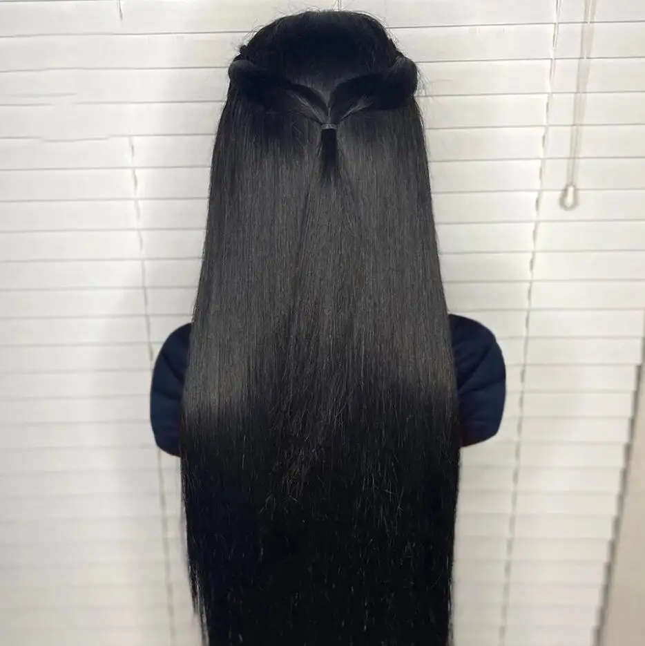 180Density Soft 26inch Long Black Silky Straight Deep Lace Front Wig For Black Women Babyhair Preplucked Heat Resistant Glueless