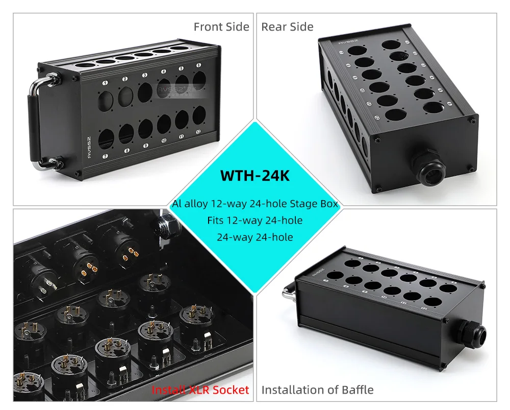 Mehrkanaliges Al-Legierungs-Kabel, Blanko-Kabelbox mit 16/24/32 Kanälen für Bühnen- und mobile Audioanwendungen, XLR-Stecker/Buchse Audiosignalkabel – Detail 17