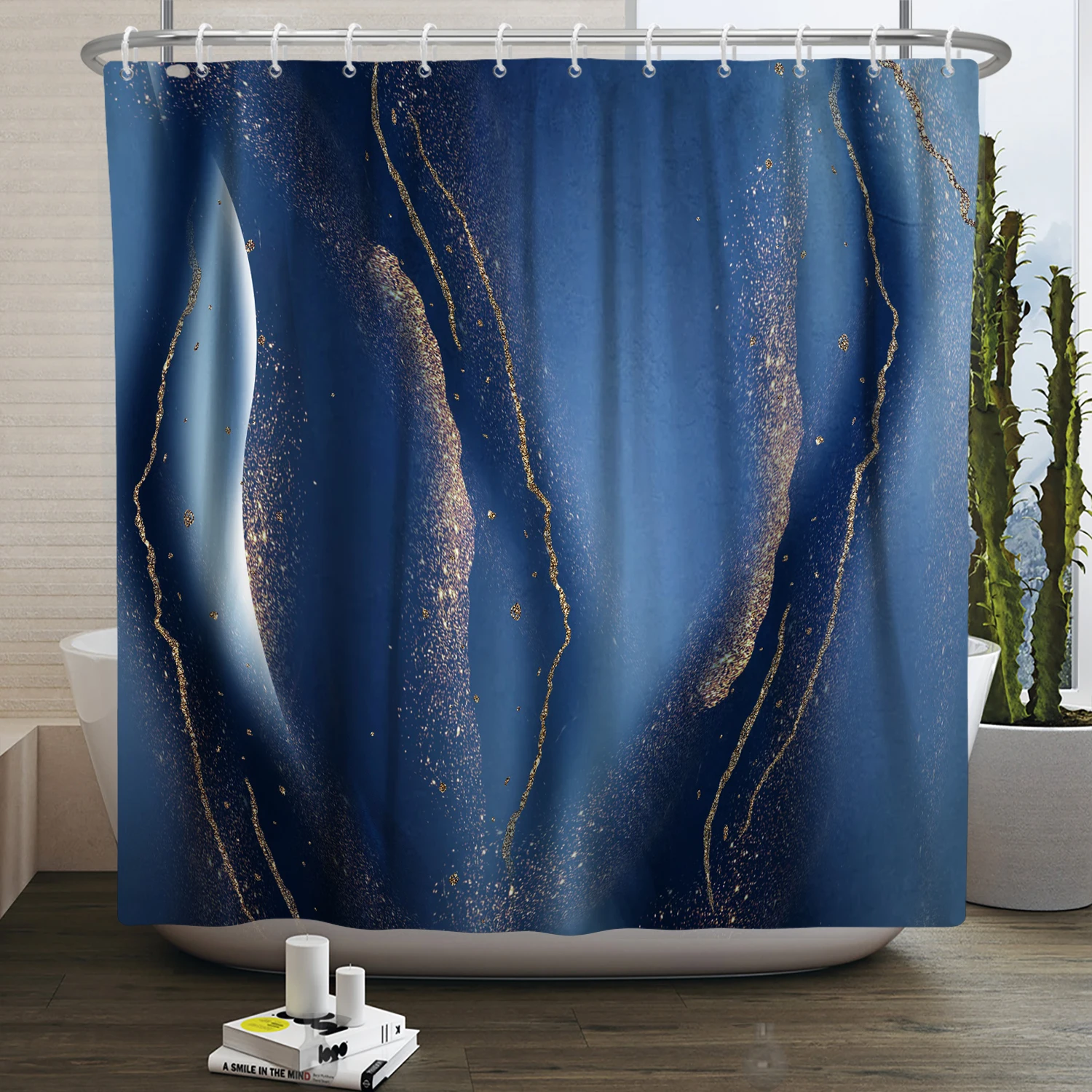 Gradient Marble Ink Texture Shower Curtains Waterproof Abstract Paint Romantic Bath Curtain Home Bathroom Decor Sets With Hooks