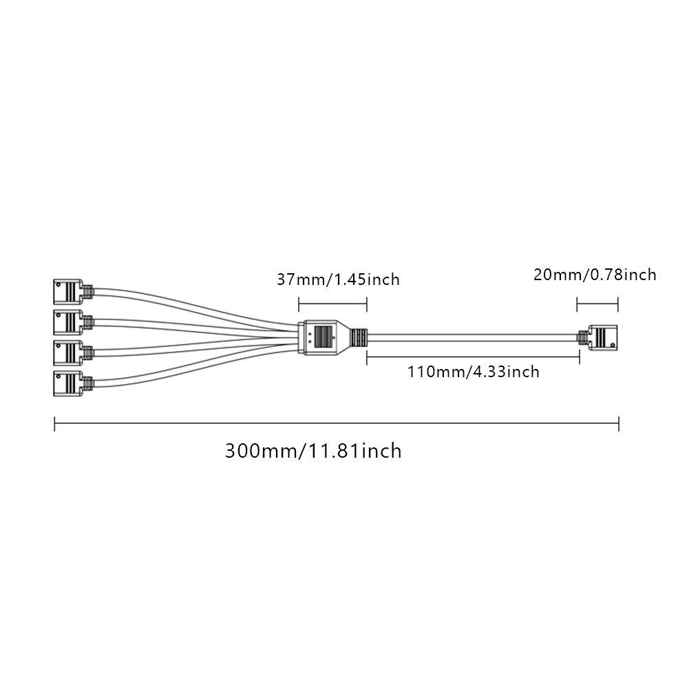 ARGB Splitter Hub 5V 3PIN Connector 1 To 2/3/4 Chassis Fan Splitter Synchronization 30cm Tensile Resistant for Computer Chassis