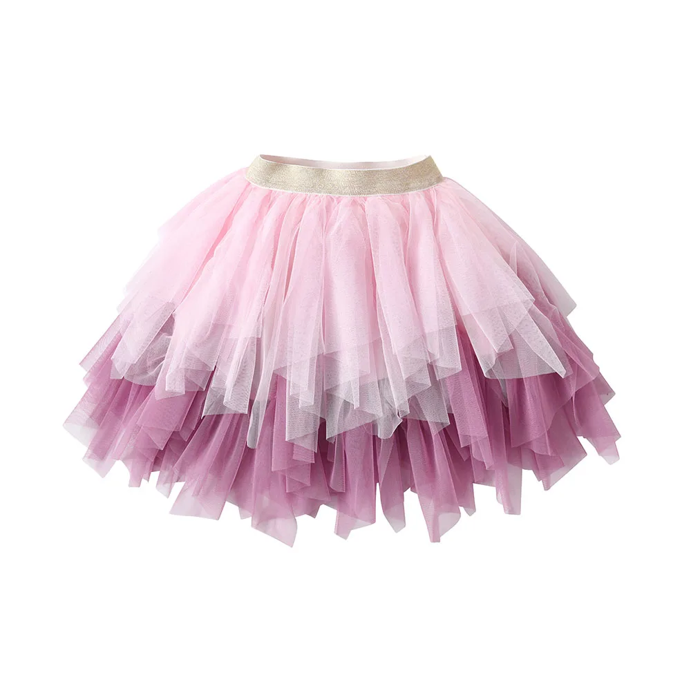 DXTON Tutu Skirts for Girls Mesh Ballet Miniskirts Kids Layered Princess Cake Ball Gown Dance Prom Party Skirt Children Clothes