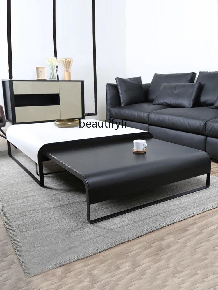 Coffee Table Modern Minimalist Living Room Furniture Iron Carbon Steel Frame Square Industrial Style Tea Table Combination