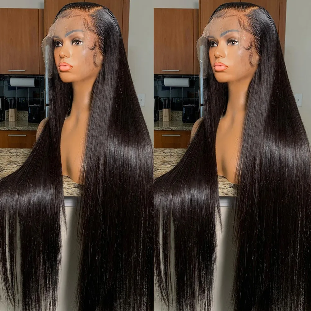 30 40 Inches Bone Straight Human Hair Wig Brazilian Pre Plucked Hair 13X4 13X6 HD Transparent Lace Frontal Wigs For Black Women image 5