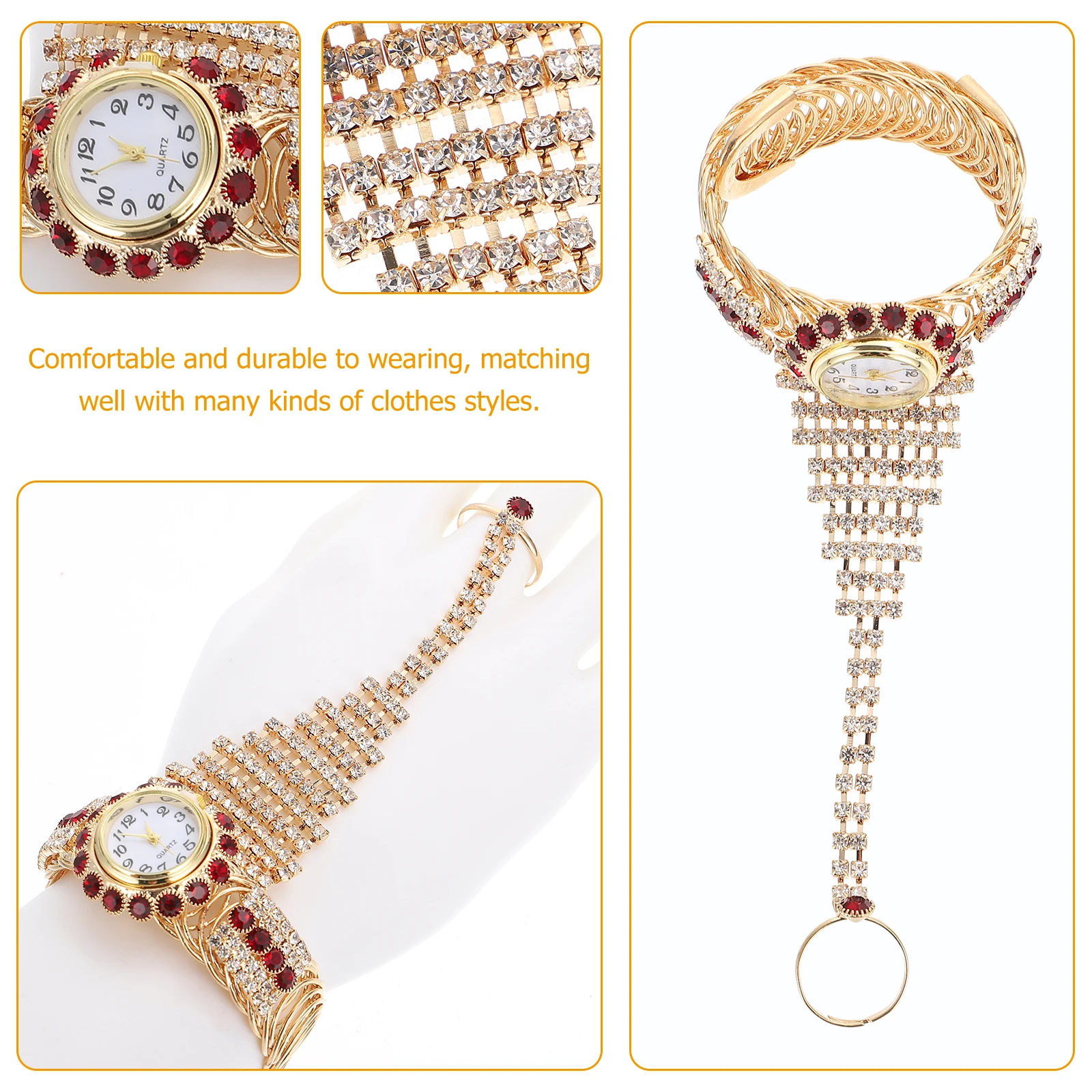 

Vintage Rhinestone Bangle Watch Bracelet Ring for Women Elegant Shiny Ladies Fashion Jewelry Comfortable Durable Timepiece