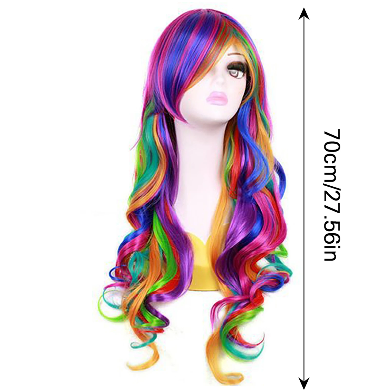 1Pcs/lot New Hot Women Rainbow Color Long Wig Natural Look Heat-Resistant Women Wig for Tourism Stage Performance Cosplay ect