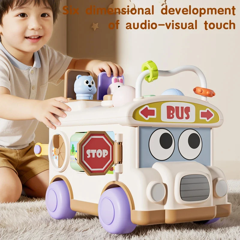 Montessori Educational Baby Busy Bus Toy Toddler Activity Fine Motor Skill Learning Travel Toys For Kids view 3
