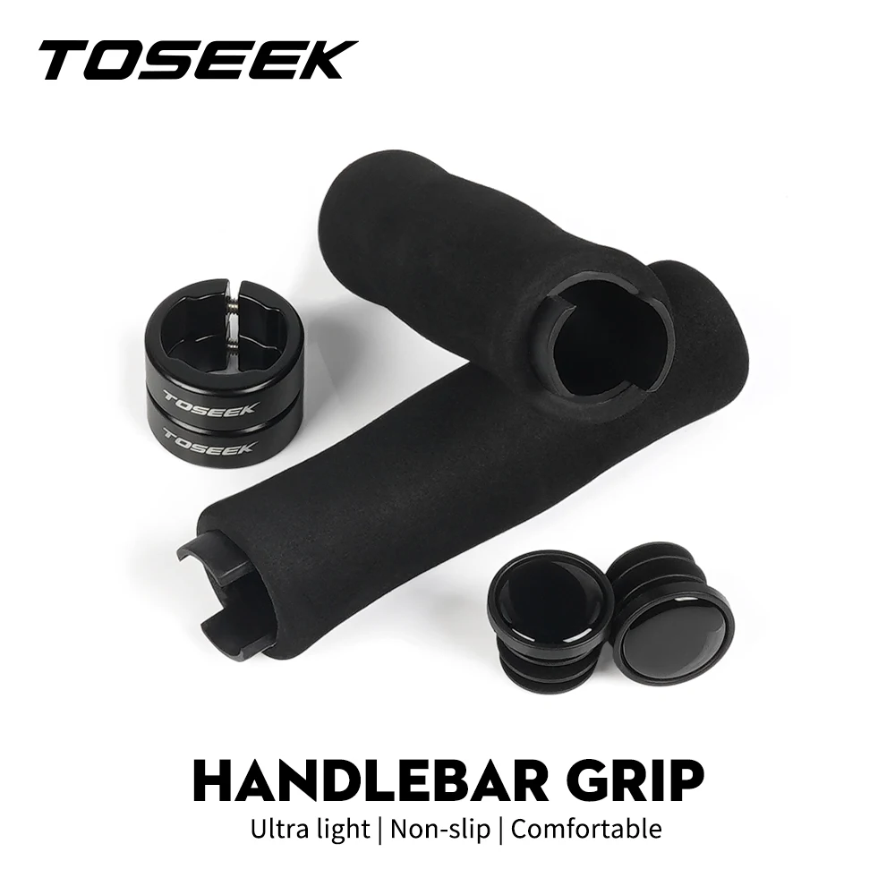 TOSEEK Bicycle Grips Sponge Tape Cover Grips Non-slip Aluminum Bicycle Handles MTB Cuffs Mountain Bike Grips