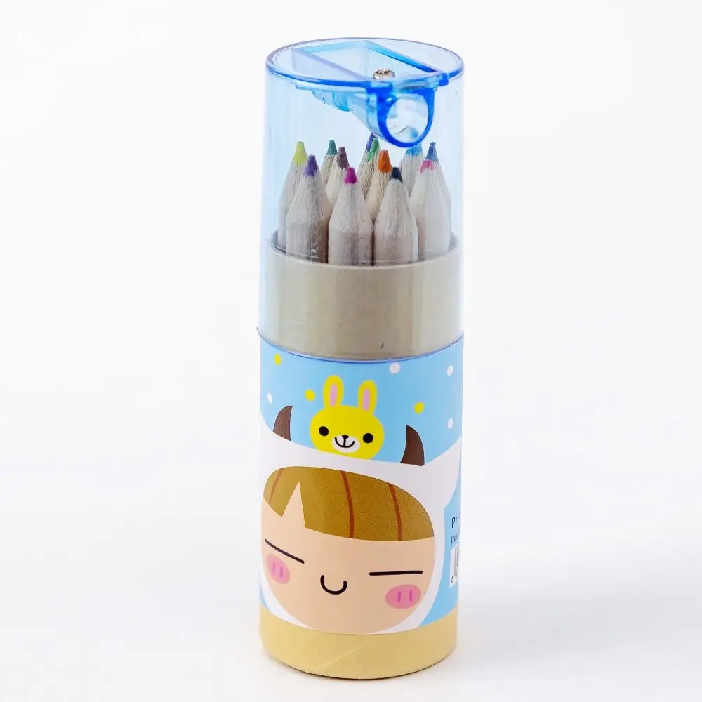 

12pcs 12 Colors Cartoon Painting Pencil Set Colored Pencils Painting School Office Supplies with Pencil Sharpener Hand-Painted