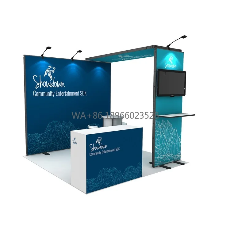 2024 3x3 10x10 Size Easy Modern Design 10x10ft Portable DIY Trade Show Fair Aluminum Modular Exhibition Booth With TV Mount