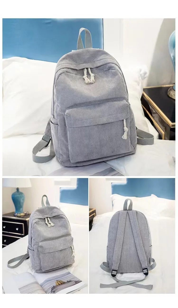 Cord-Rucksack, Academy Fashion Schultaschen für Mittelschule/Highschool und College, niedliche Quastendetail, vielseitige lässige Alltagstasche – Detail 23