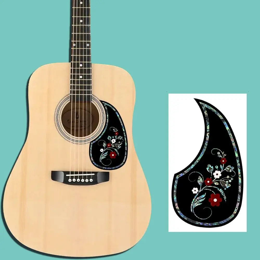 Self-adhesive Folk Guitar Pickguard Teardrop PVC Pick Guard Sticker Printed Pattern Guitar Accessories Scratch Plate