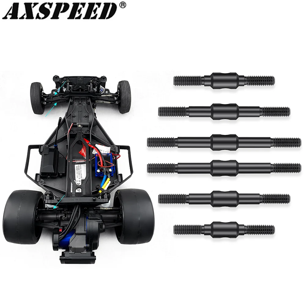 AXSPEED 6Pcs Steel Front Rear Knuckle M4 Linkage Suspension Links for 1/10 T-raxxas Drag Slash C10 Rustler Stampede Slash Parts