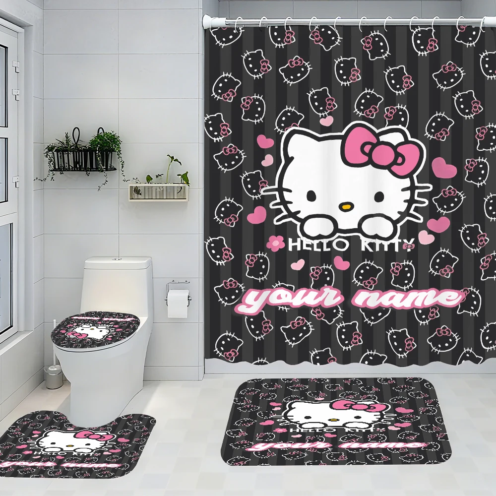 

Sanrio Hello Kitty Bathroom Four-Piece Set - Avant-garde Waterproof Shower Curtain, creating a complete bathroom kit