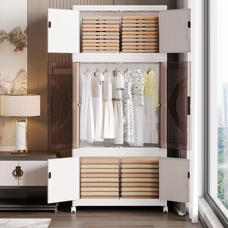 

Wholesale Foldable Plastic Storage Organizer Cupboard Children Clothes Storage Cabinet Portable Double-Door Magnetic Wardrobe