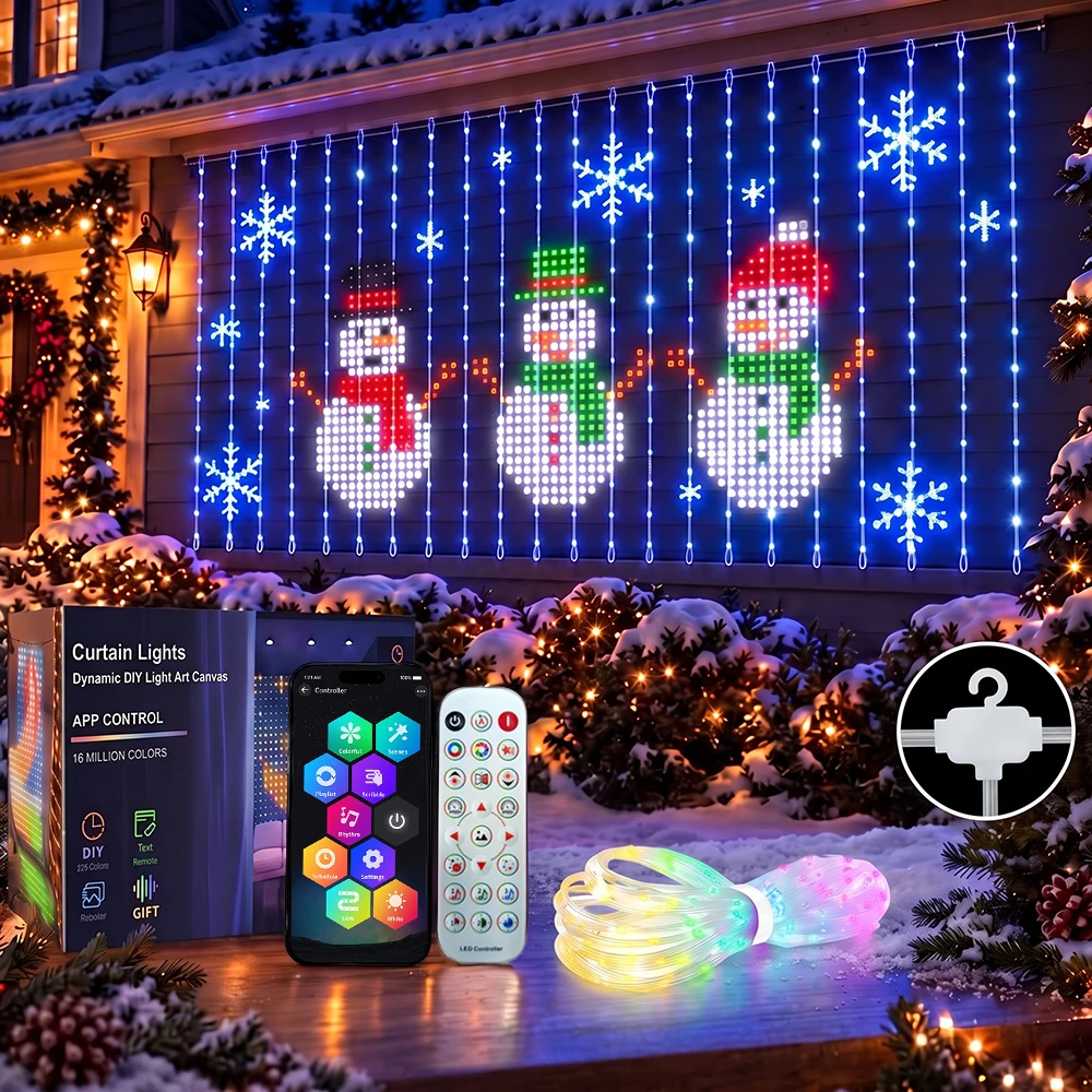 Smart Curtain Lights LED Window Fairy Lights with App Remote Music Sync Timer Dynamic DIY for Indoor Outdoor Backdrop Wall Decor