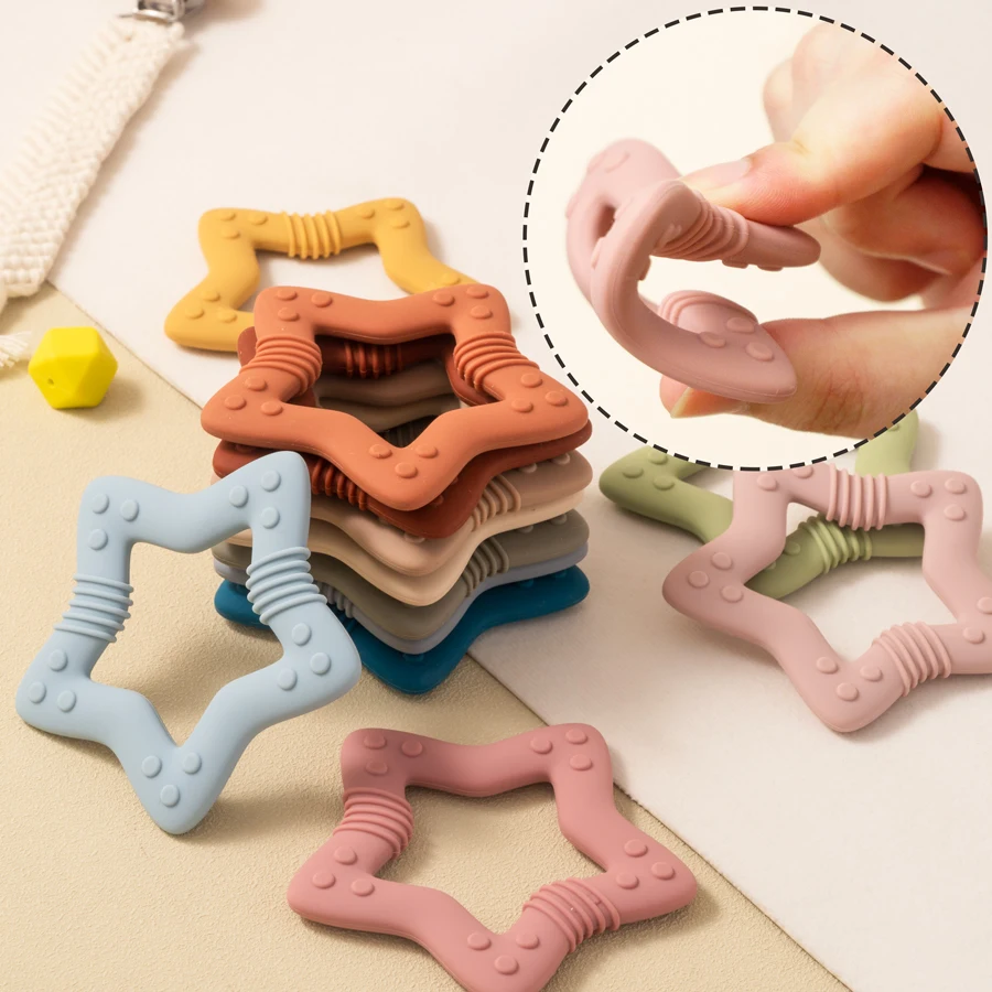 1PCS Silicone Baby Teether Toy BPA Free Cartoon Star Molar For Newborn Teether Chewing Toys Teething Ring Baby Accessories