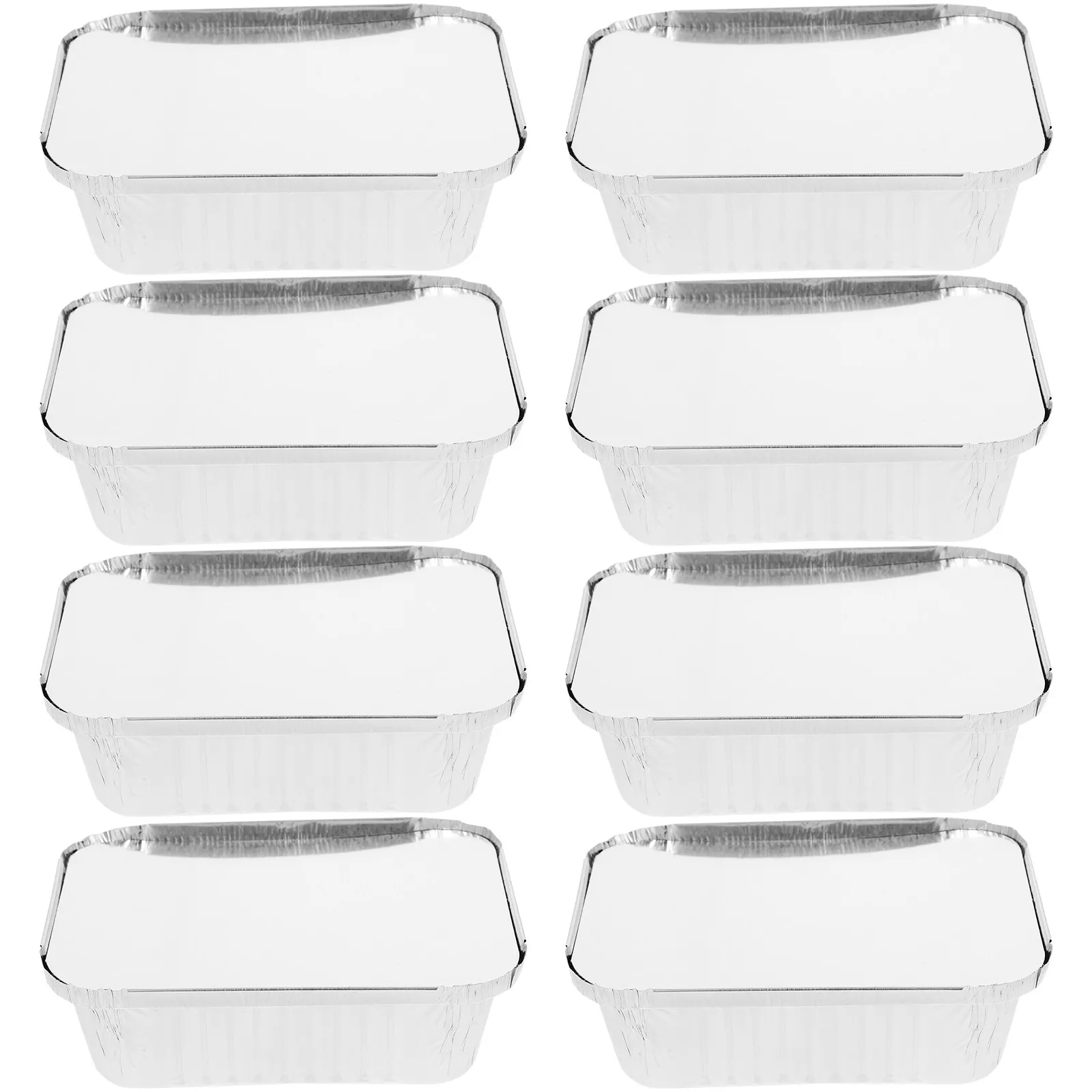 

50Pcs Disposable Foil Pans Heat Resistant Baking Boxes for Barbecue Oven Air Fryer Multi-Function Food Containers Roasting