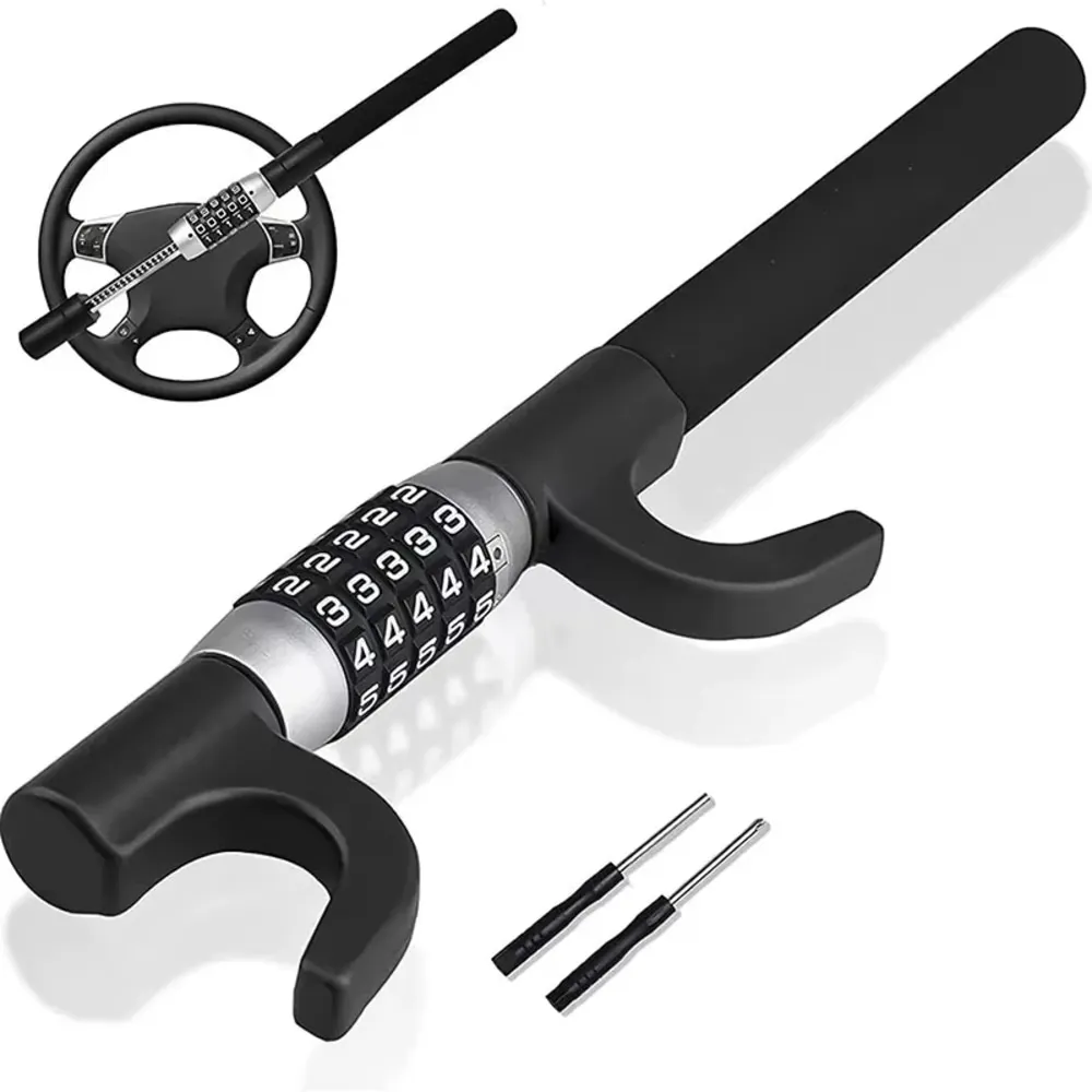 Telescopic Car Steering Wheel Combination Lock Anti-Theft U-Type Auto Security Lock 5 Digit Password Vehicle Steering Lock
