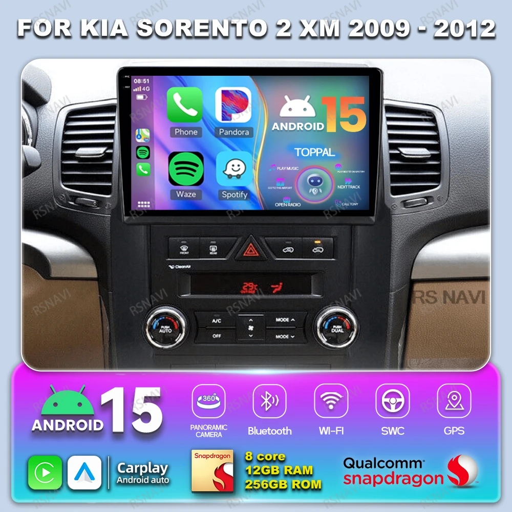 

Android 15 Car Radio For KIA Sorento 2 XM 2009 - 2012 QLED Autoradio 5G WIFI Multimedia Qualcomm BT Stereo DVD 4G LTE DSP GPS