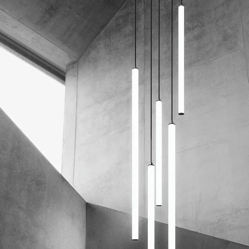 Modern Minimalist Stair Pendant lights Strip Lamp Duplex Building Luxury Villa Restaurant Attic Living Room Chandelier Fixtures