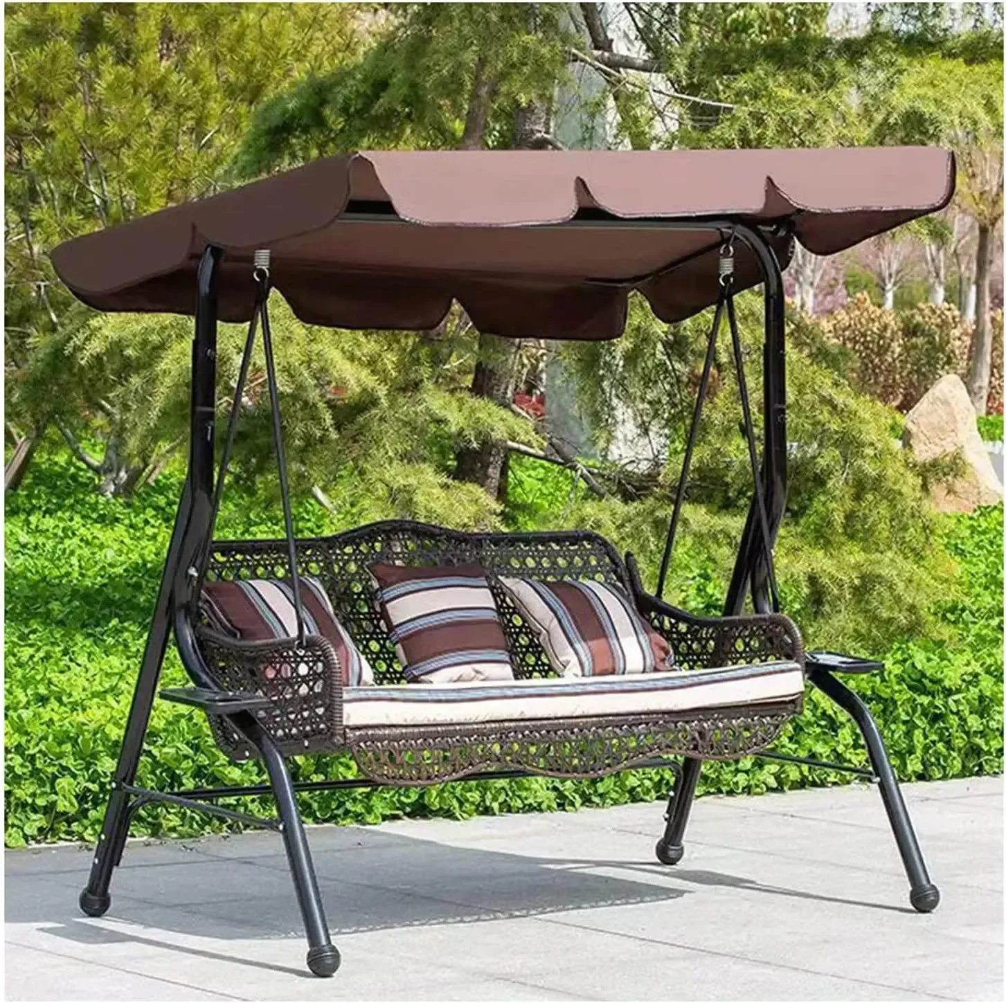 2026 Patio Garden Outdoor Furniture Hammock 3 Seats Hanging Swing Chair