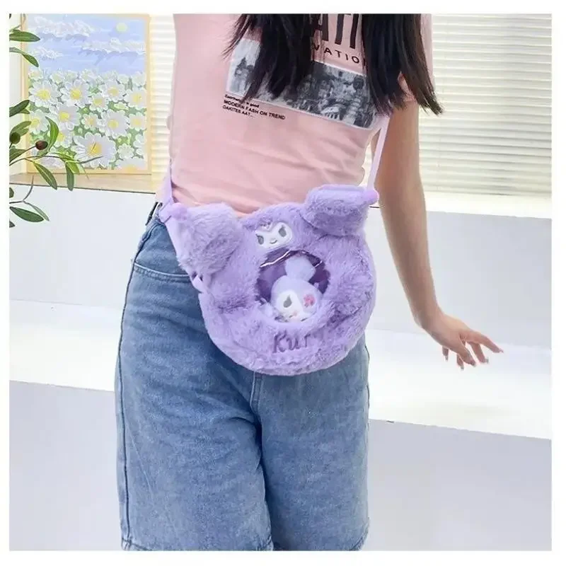 Bolso de elemento cuadrático de ocio para estudiantes, bonito nuevo estilo, bolso cruzado bordado Sanrio, monedero para chica, Kawaii Hello Kitty