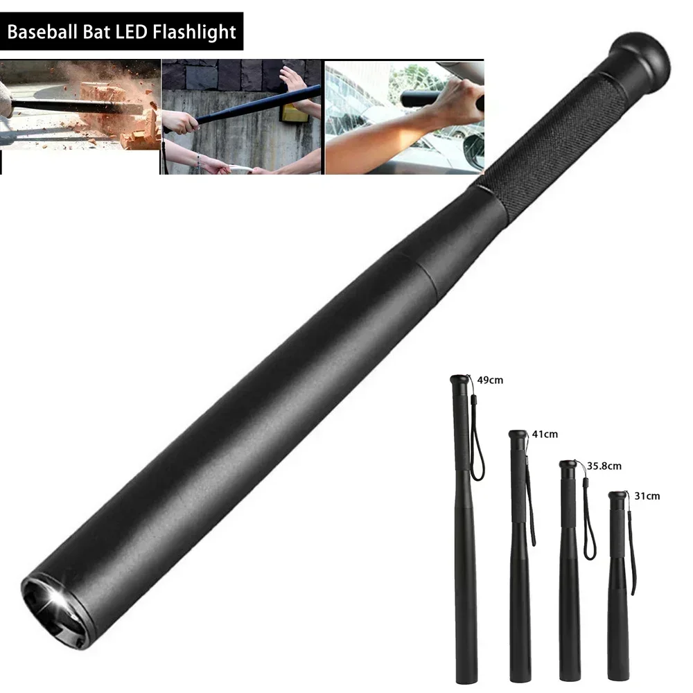Baseball Bat LED Flashlight Waterproof Super Bright Baton Aluminium Alloy Torch for Emergency Self Defens Outdoor Lighting