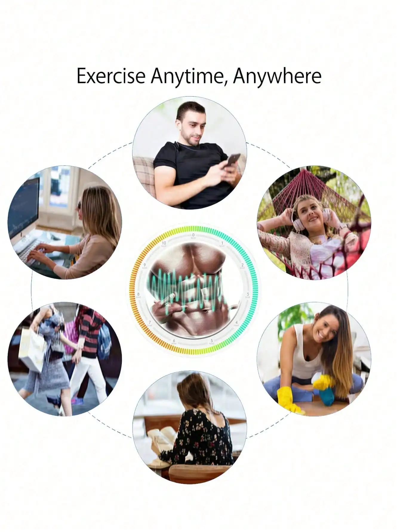 Estimulador Muscular EMS, Entrenador Abdominal, Dispositivo de Entrenamiento de Glúteos, Masajeador de Fitness