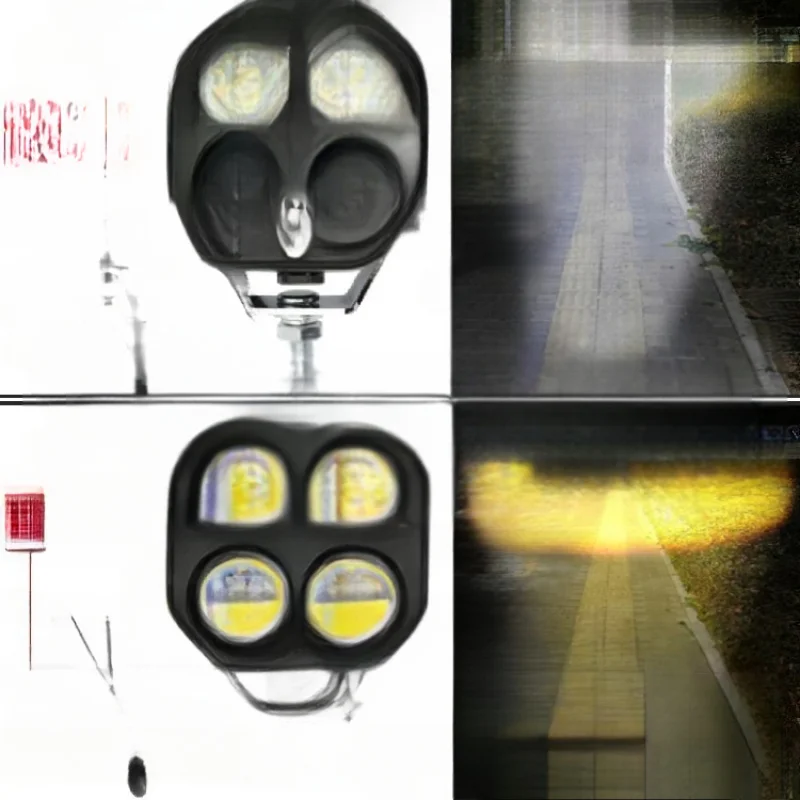 자동차 개조 조명 아마존 인기 판매 3인치 LED 작업등 노란색-흰색 이중 색상 하향등/상향등, 전문가용 스포트라이트