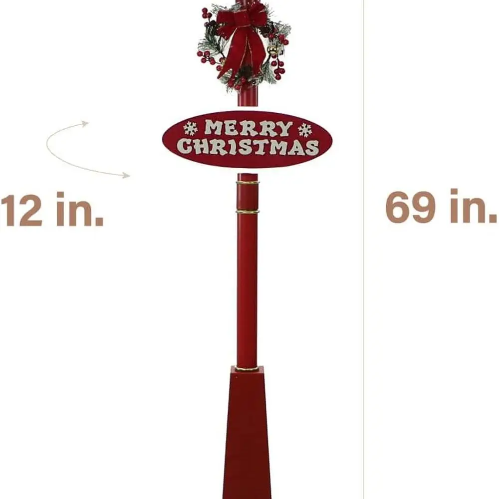 عمود مصباح سانتا كلوز سنو غلوب الأحمر مع موسيقى الثلج والكريسماس المتتالية، ديكور 69 طويلًا لغرفة المعيشة والبهو