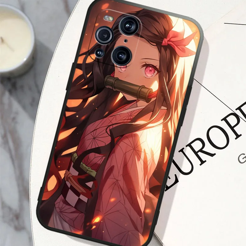 Demon Slayer Black Phone Case For OPPO Find X2 X3 X5 Reno 5 6 7 8 10 11 Lite Neo Pro Plus 4G 5G Funda Soft Cover Shell Capa