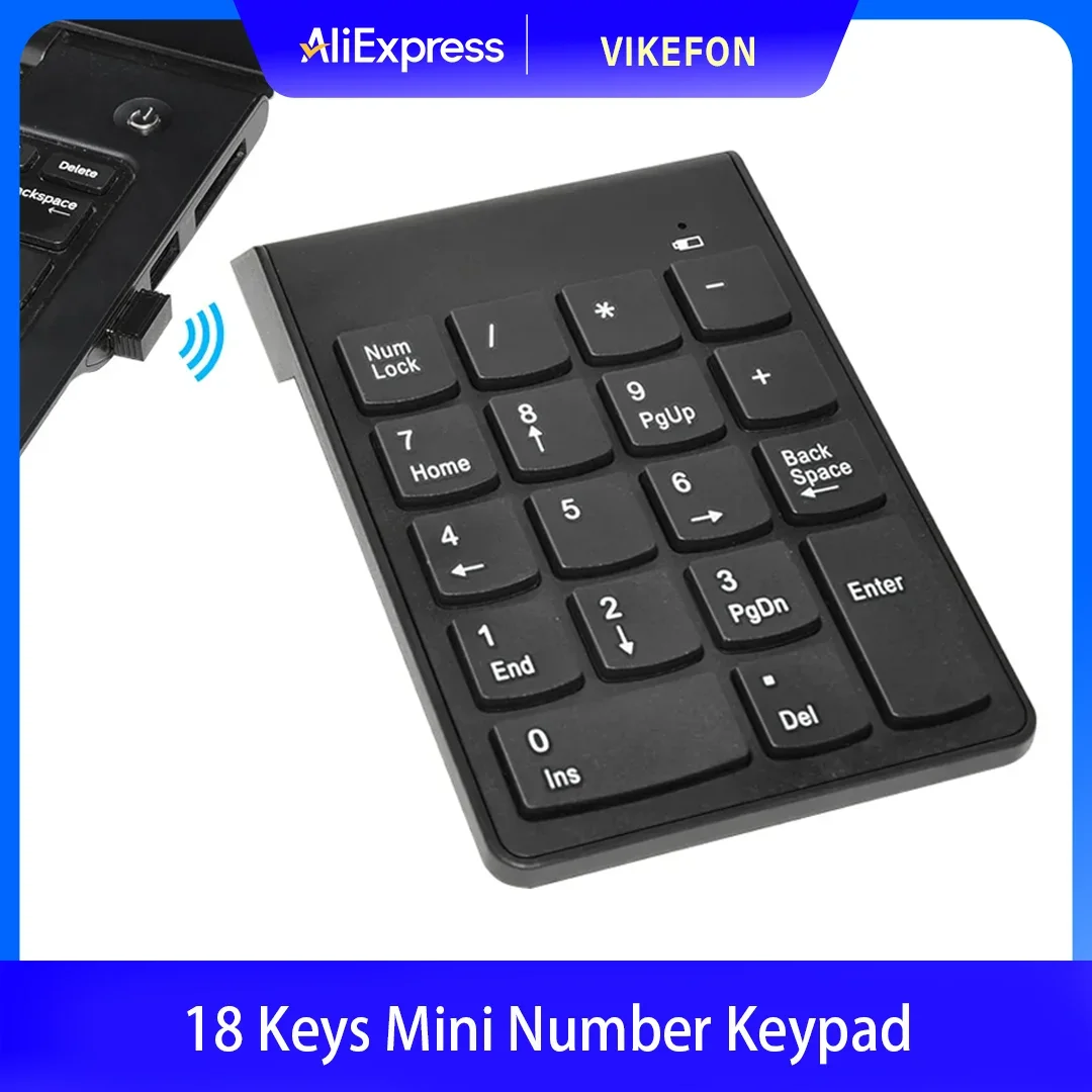 

18 Keys Wired Number Keypad and USB 2.4G Mini Number Keypad Digital Keyboard for IMac/MacBook Air/Pro Laptop PC Notebook Desktop