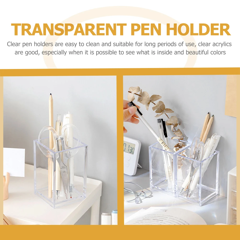

6 Pcs Stationery Storage Box Portable Pen Holder Clear Stand Work Desk Makeup Brush Acrylic Marker Pencil Office Holders