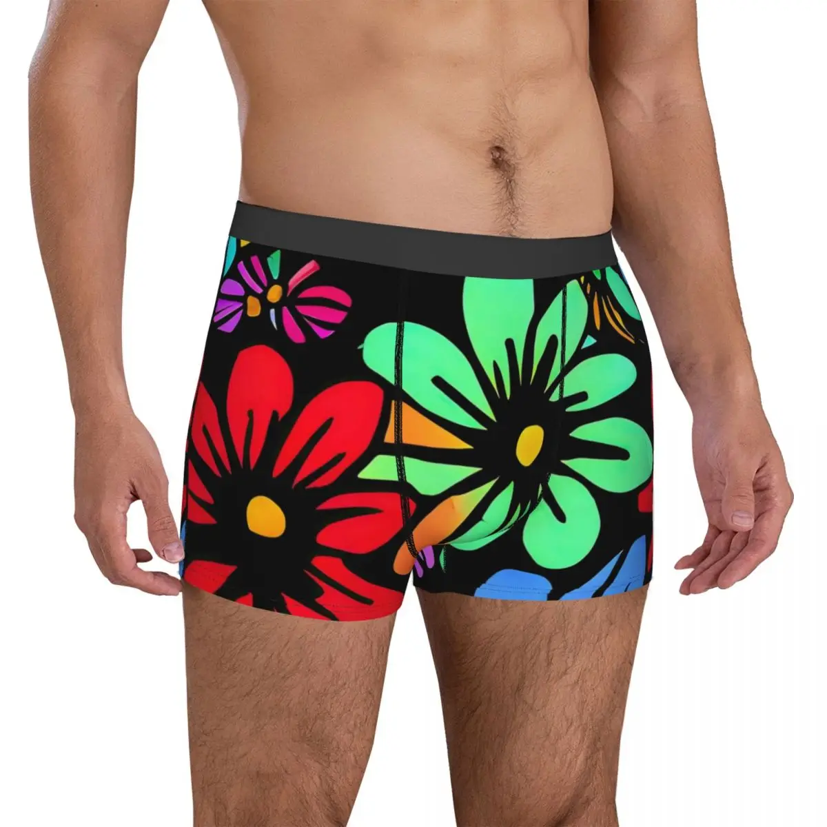 Colorful Floral Underwear Hawaiian Flower Power Pouch Hot Boxershorts Customs Boxer Brief Comfortable Men Underpants Large Size