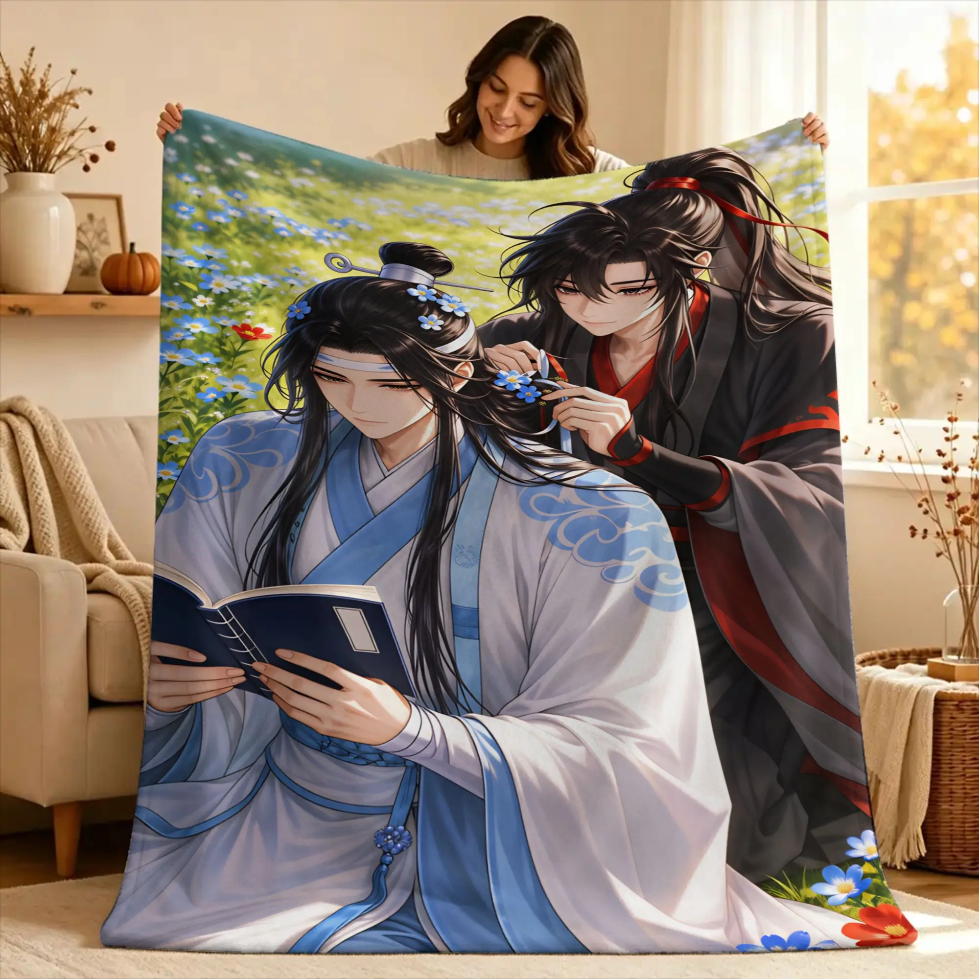 The Untamed Wang Yibo Wei Wuxian  Warm Blanket  Picnic Plush Throw Blanket Graphic Home Decor Flannel Bedspread Sofa Bed Cover