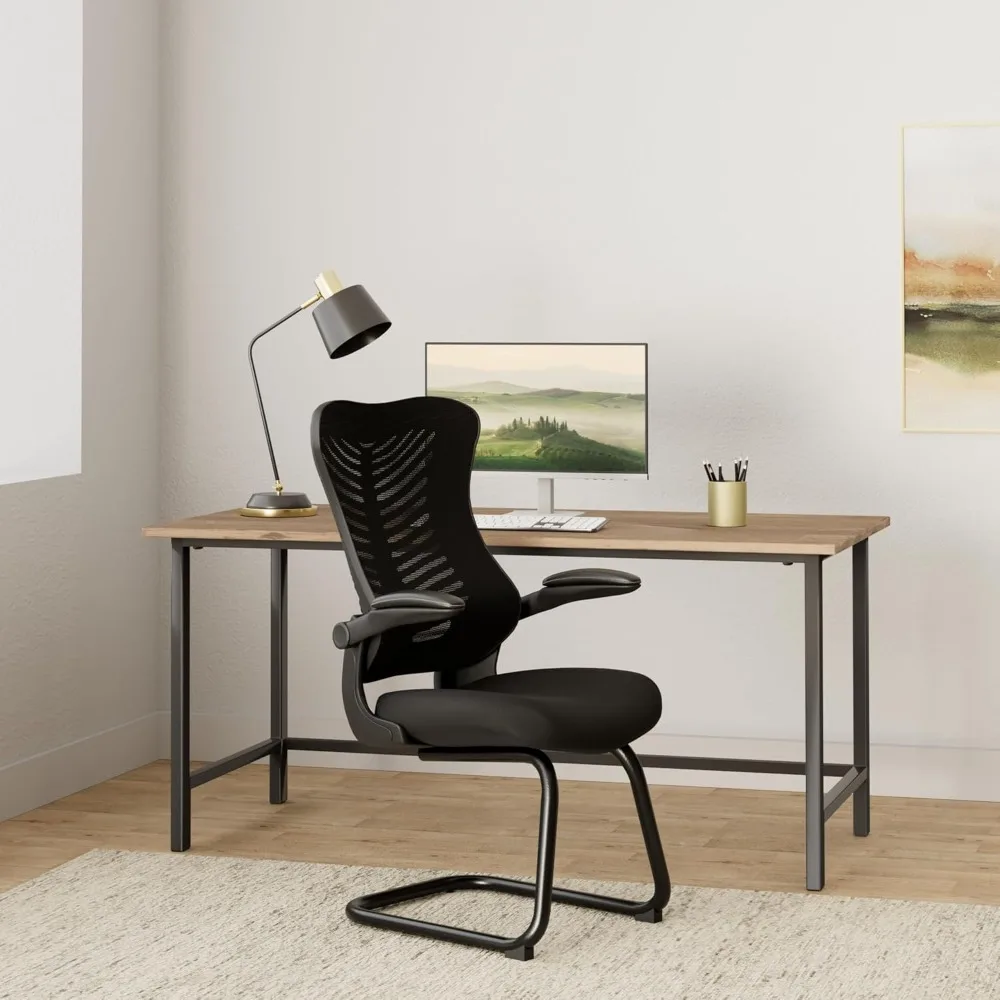 Reception Guest Office Chairs with Flip Up Arms – Comfortable Mesh, Ergonomic Contour, Modern Convertible Furniture