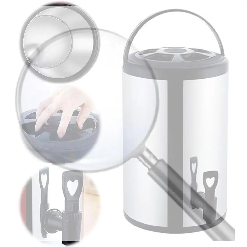 

Stainless Steel Double-Layer Container 6/8L with Faucet Beverage Dispenser Milk Tea Buckets Ideal for Water Milk Tea and Coffee