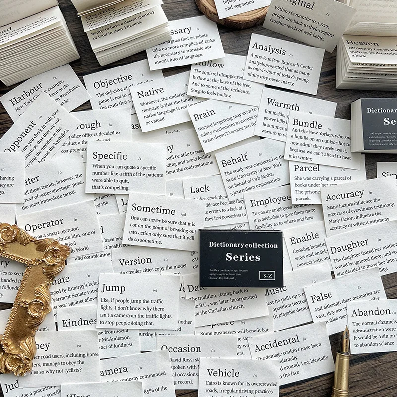 Journamm 100pcs/pack Dictionary Collection Series Materials Paper DIY Scrapbooking Collage Journaling Project Decor Craft Paper