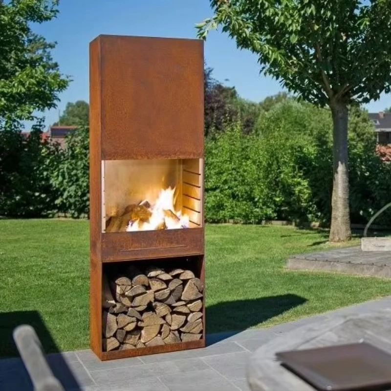 

Outdoor Backyard Garden Wood Burning Charcoal Heater Fireplace Stove with Stainless Grill