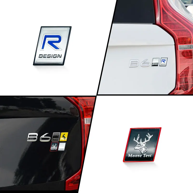 Auto Metal Sticker Swedish Flag Moose Test Deer Emblem R Design Badge Body Rear Trunk Decor For Volvo XC60 S60 V40 V60 S90 XC90