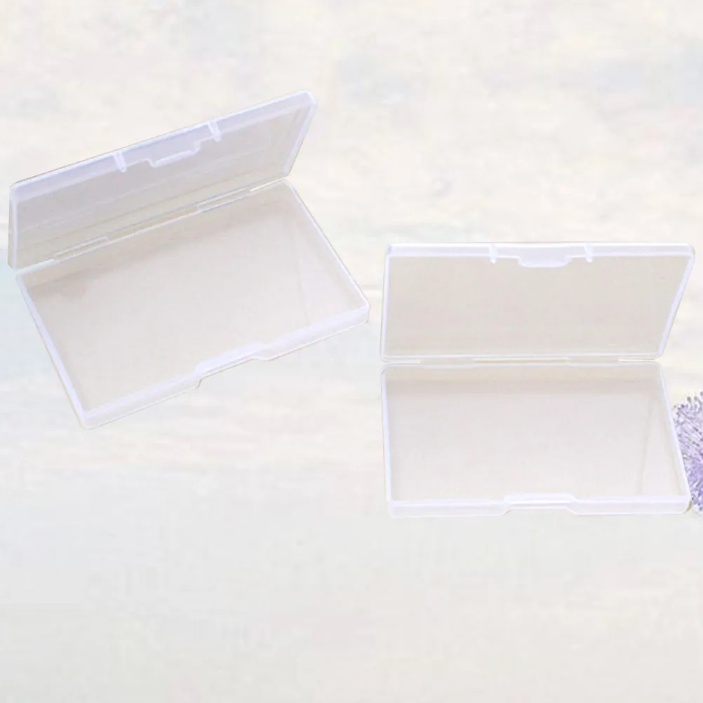 2Pcs Plastic Business Card Holder Case Compact Organizer for Credit Id Cards Business Storage Box Plastic Case