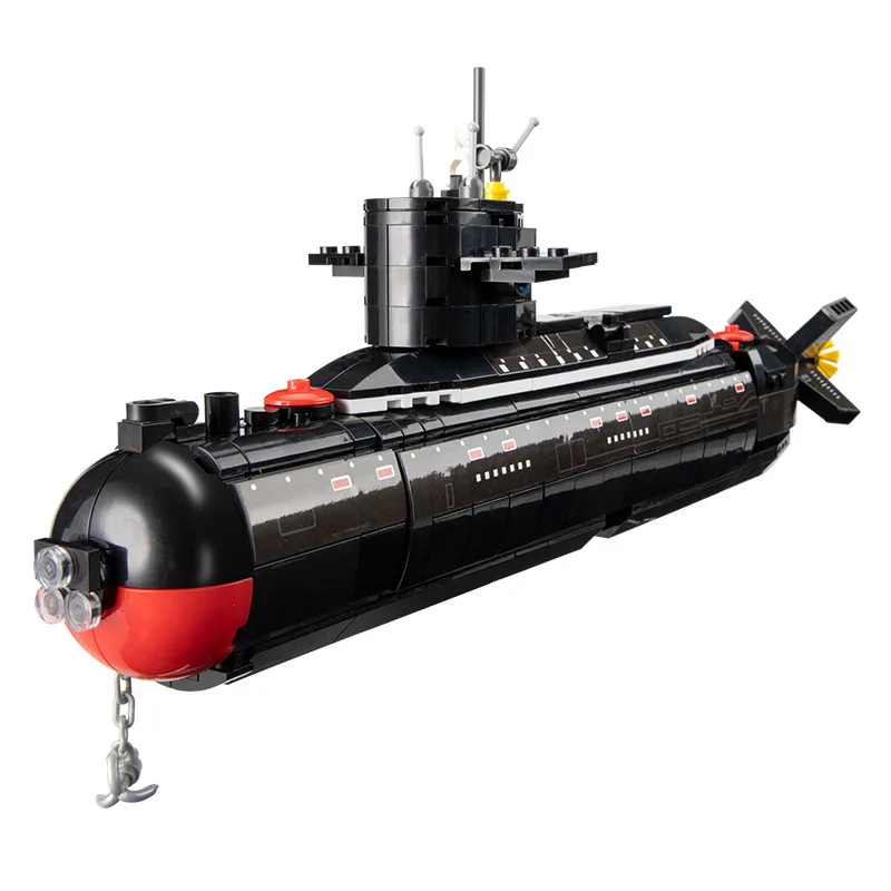 Military The Type 094 Strategic Nuclear Submarine Building Blocks Classic Naval Vessels Ship War Boat Model Bricks Toys Gift