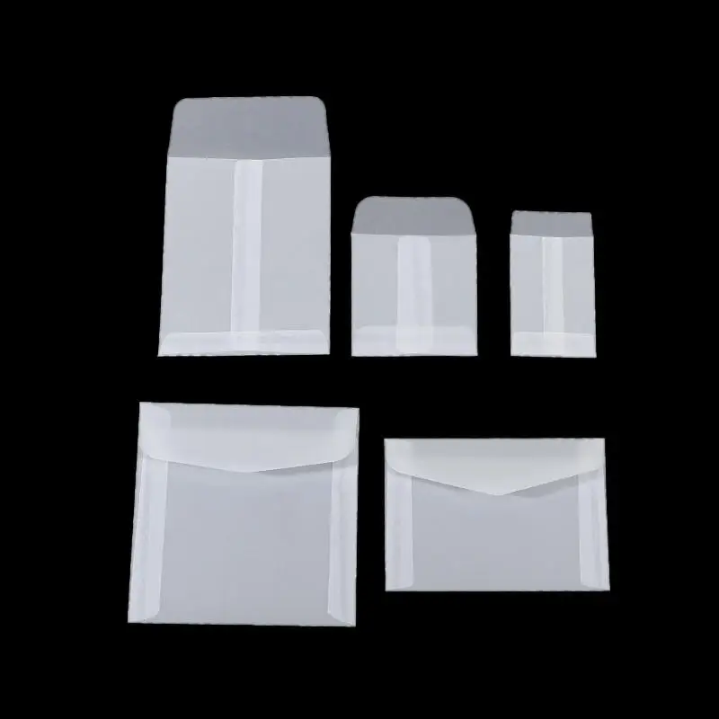 Pacote com 50 Envelopes de Papel Vellum Semi-Transparente Simples, Acabamento Fosco para Postais, Cartões de Saudação e Convites de Casamento