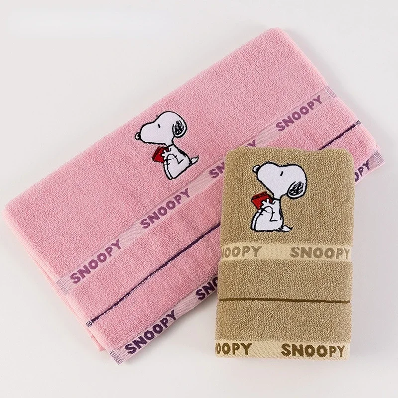 Snoopy Cotton Bath Towel Increases Water Absorption Adult Bath Towel Solid Color Silk Soft Affinity Face Towel Sweethearts Cute