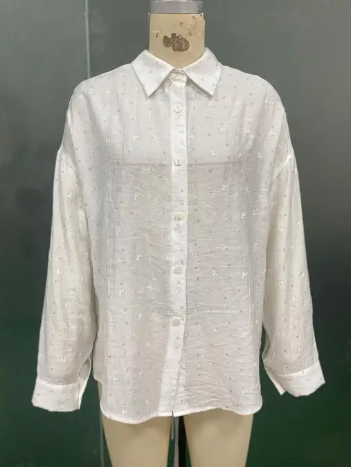 Blusa de mujer 2026 nueva primavera otoño Color sólido temperamento cuello vuelto manga larga suelta ajuste Casual diario camisa con cordones