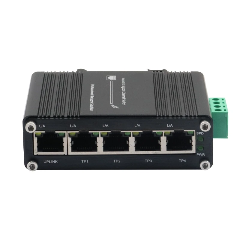 محول إيثرنت صناعي صغير 5 منافذ 10/100/1000T جيجابت PoE RJ45 مع وظيفة MDI/MDI-X التلقائي 12-48VDC معدات الألياف البصرية #1