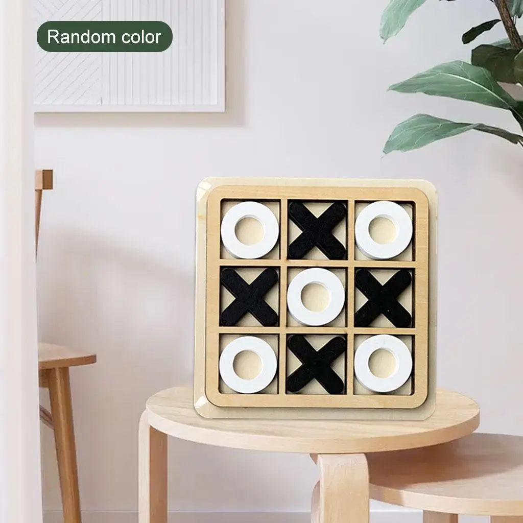 Wooden Tic TAC Toe Board Game Leisure Intelligent Family Games Funny Table Game Parent-Child Xoxo Chess Ox Chess