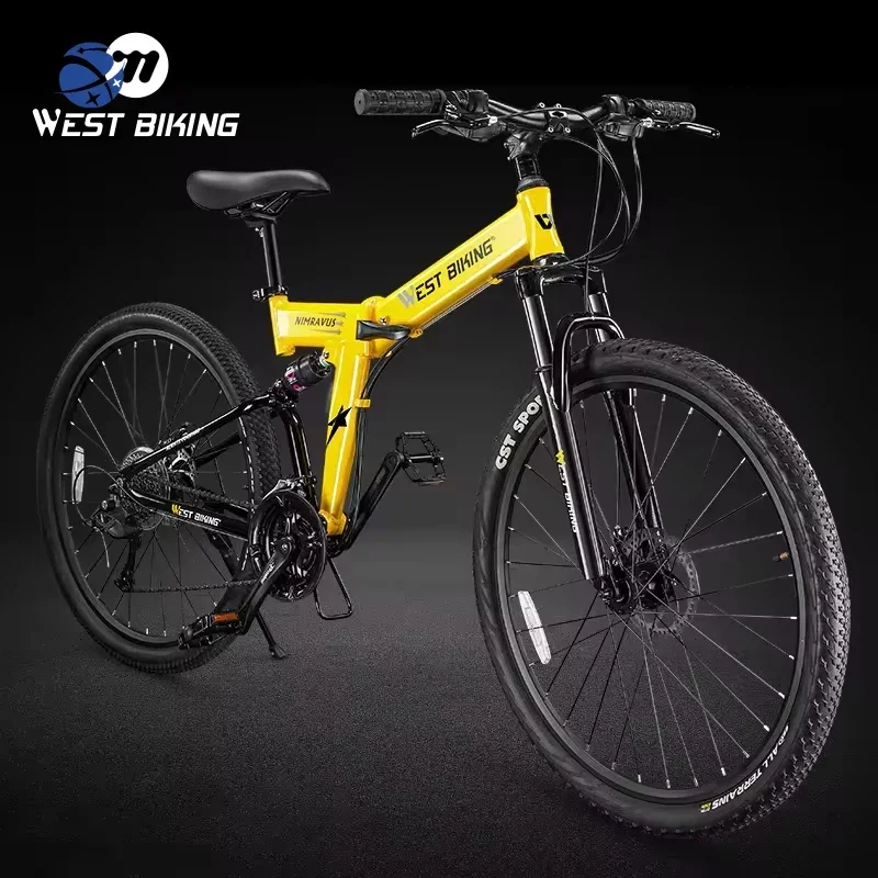 Yunyi WEST BIKING New Style Aluminum Alloy Bicycle Frame 27.5 Inch Foldable MTB BIKE 3 Speed Crankset Self-locking Folding  Bike