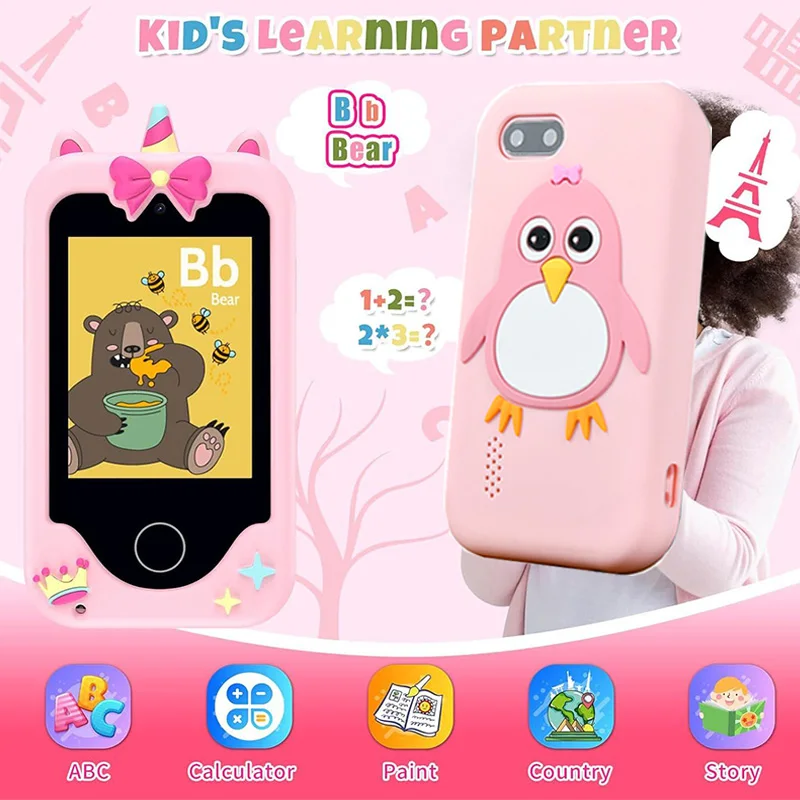 Kid Mini Smartphone 2,8 'IPS Touchscreen Musik Spiel Player Wecker Rechner Taschenlampe Dual Kamera Pädagogisches Spielzeug